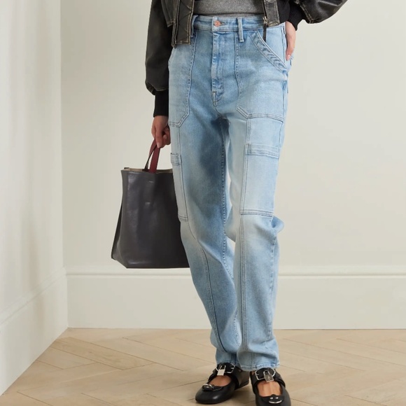 Mother High Rise The Private Double Pocket Skimp Cargo Jeans Tea Time Denim - Picture 1 of 7